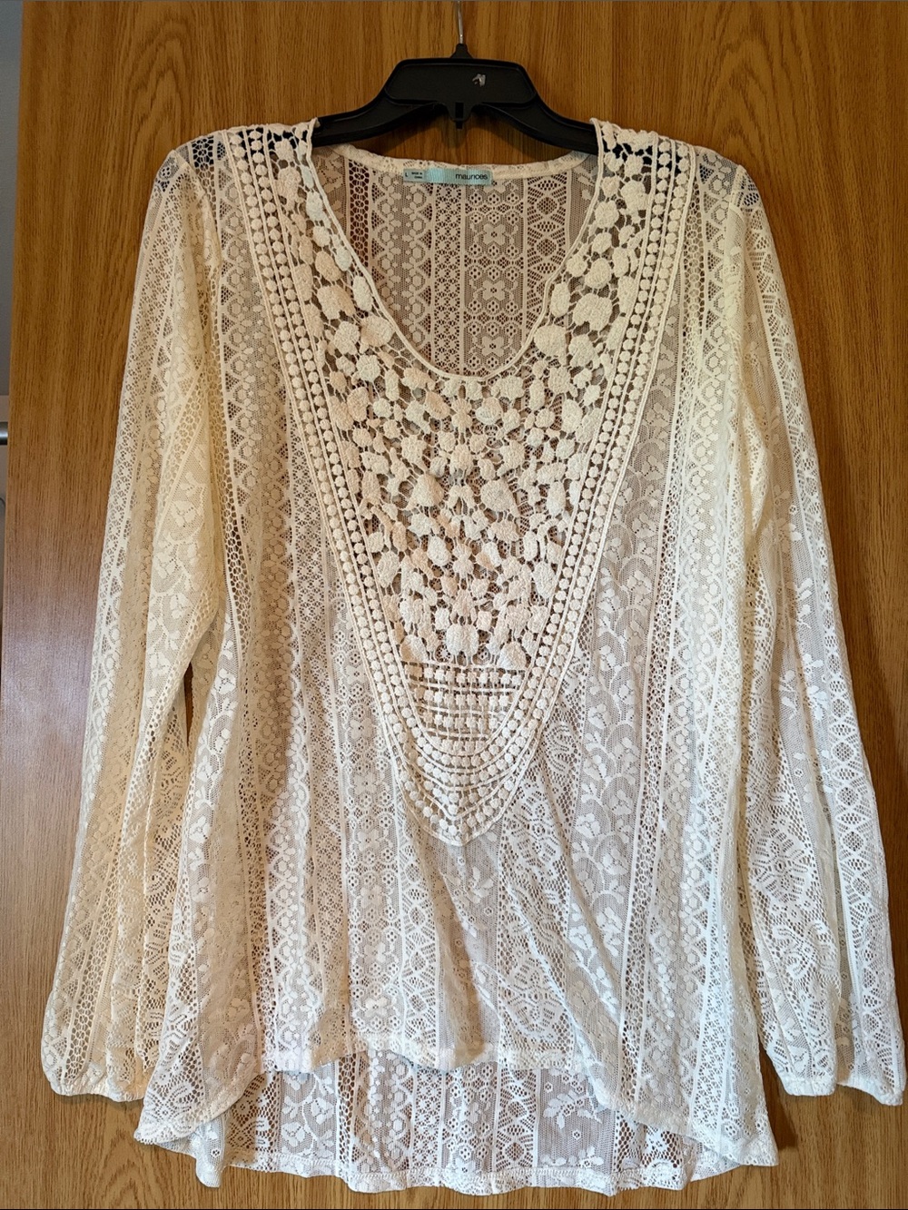 Maurices Ivory Crochet Lace Tunic Top